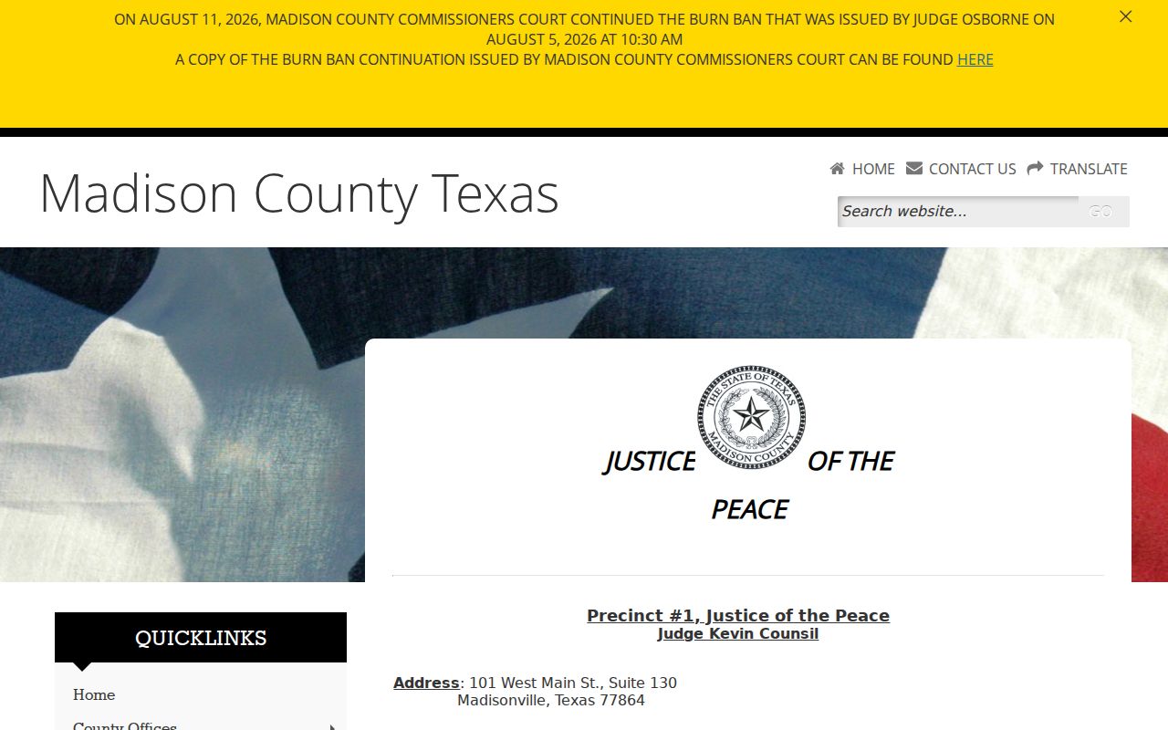 Madison County traffic warrant source, JP court traffic forms and contact details