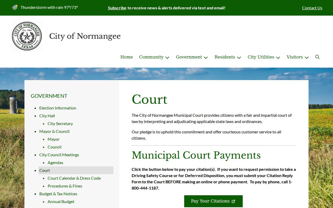 Madison County Normangee warrant records reference showing the court citation payment route