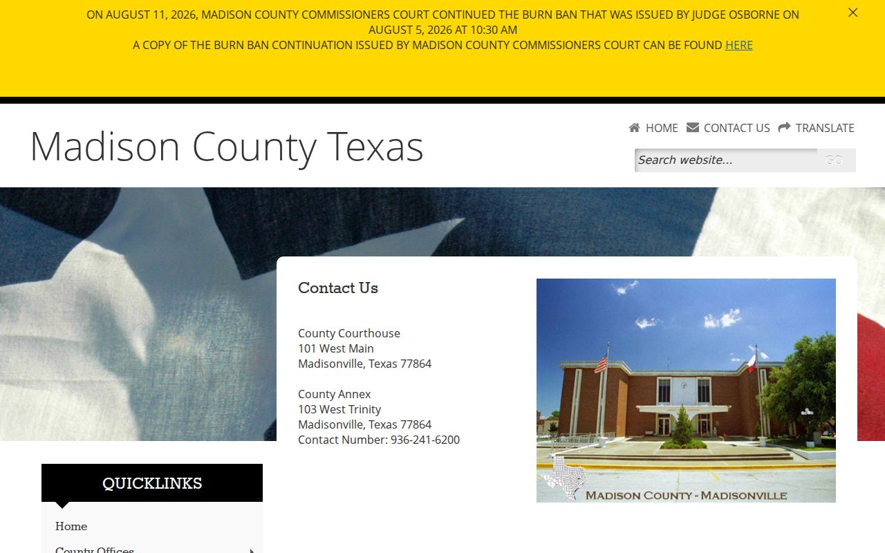 Madison County warrant records reference at the county courthouse location